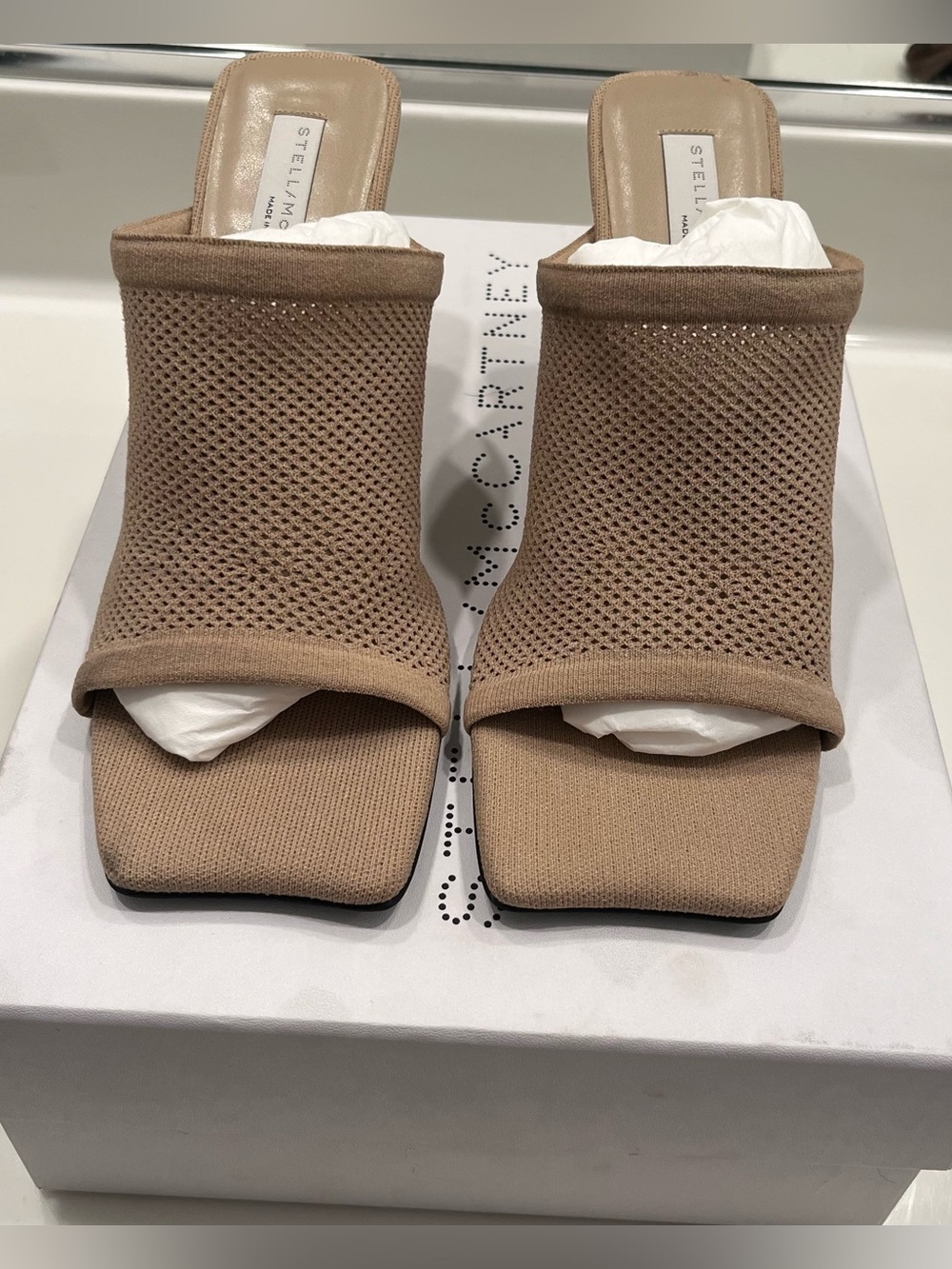 Stella McCartney Beige Mesh Slide Sandals - Women's
